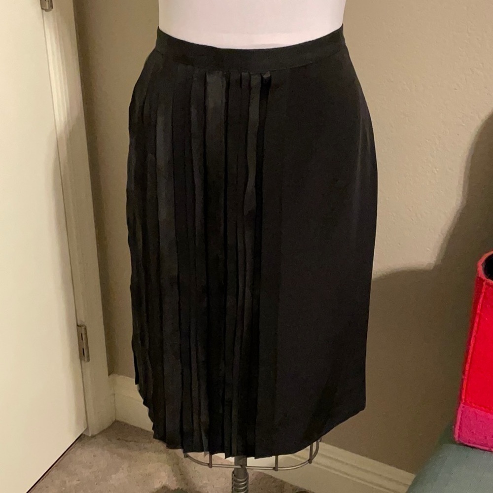NWT Oscar de la Renta Charm Panel Black Silk Pencil Straight Skirt Sz 10